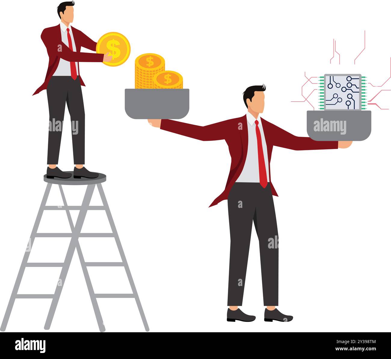 Prix du processeur d'ordinateur Microchip homme d'affaires Illustration de Vecteur