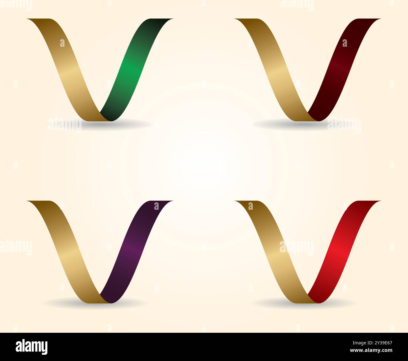 Lettre unique V logo Golden Illustration de Vecteur