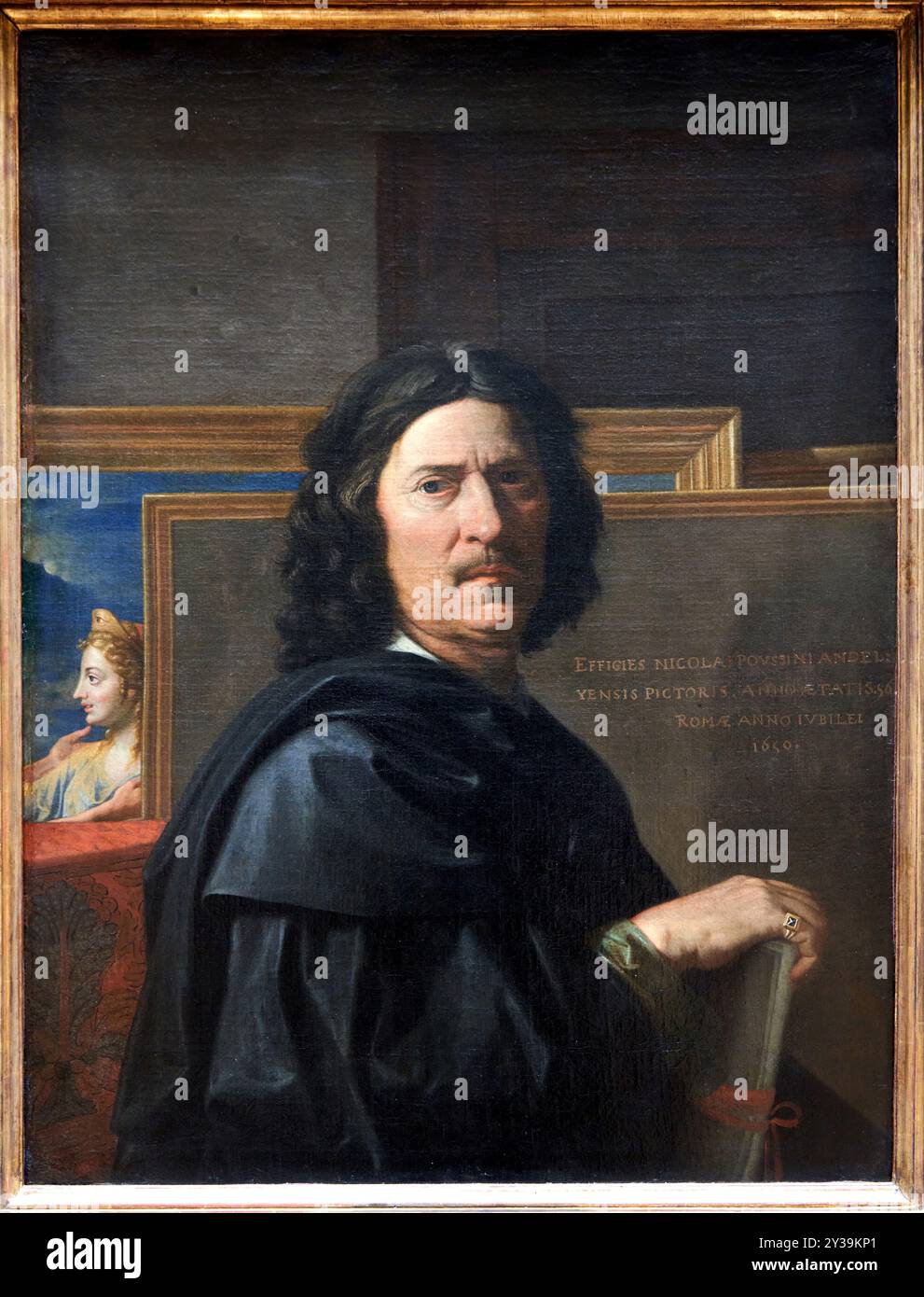 Autoportrait, huile sur toile, 1648, Nicolas POUSSIN, les Andelys, 1594 - Rome (Italie), 1665, Musée du Louvre, Paris, France Banque D'Images