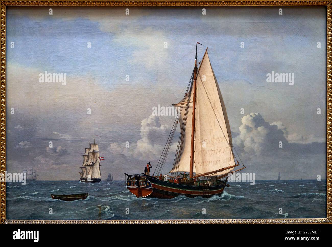 An Old Danish Boat Sailing Downwind, huile sur toile, 1831, Christoffer Wilhelm ECKERSBERG, Blakrog, près d'Aabenraa (Danemark), 1783 - Copenhague (Danemark Banque D'Images