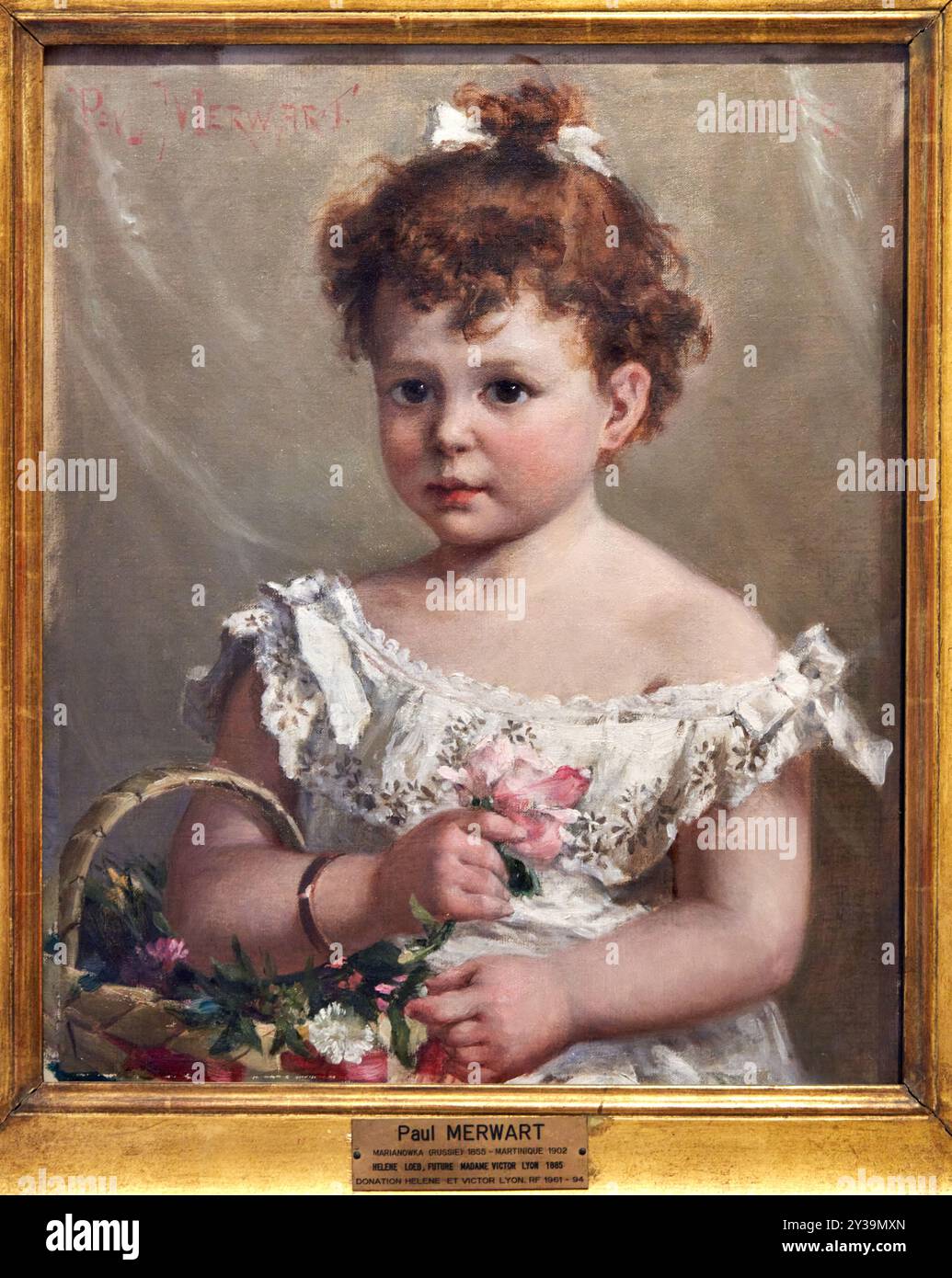 Portrait d'Hélène Loeb (1883-1946), future Madame Victor Lyon, 2 ans, huile sur toile, 1885, Paul MERWART, Marianowka (Pologne actuelle), 1855 - fr Banque D'Images