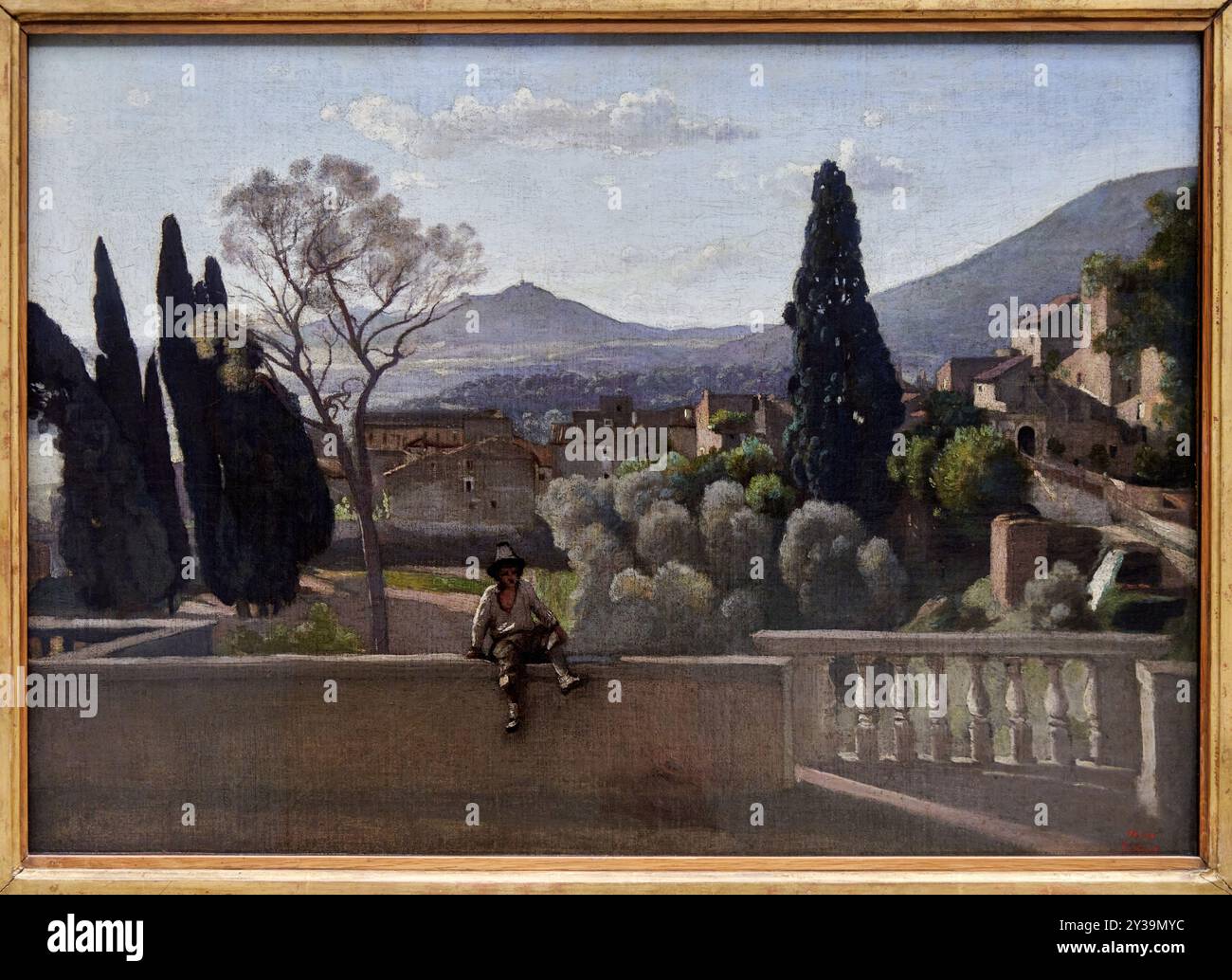 Les jardins de la Villa d'Este à Tivoli (Italie), 1843, huile sur toile, Jean-Baptiste Camille Corot, Paris, 1796 - 1875, Musée du Louvre, Paris, Franc Banque D'Images