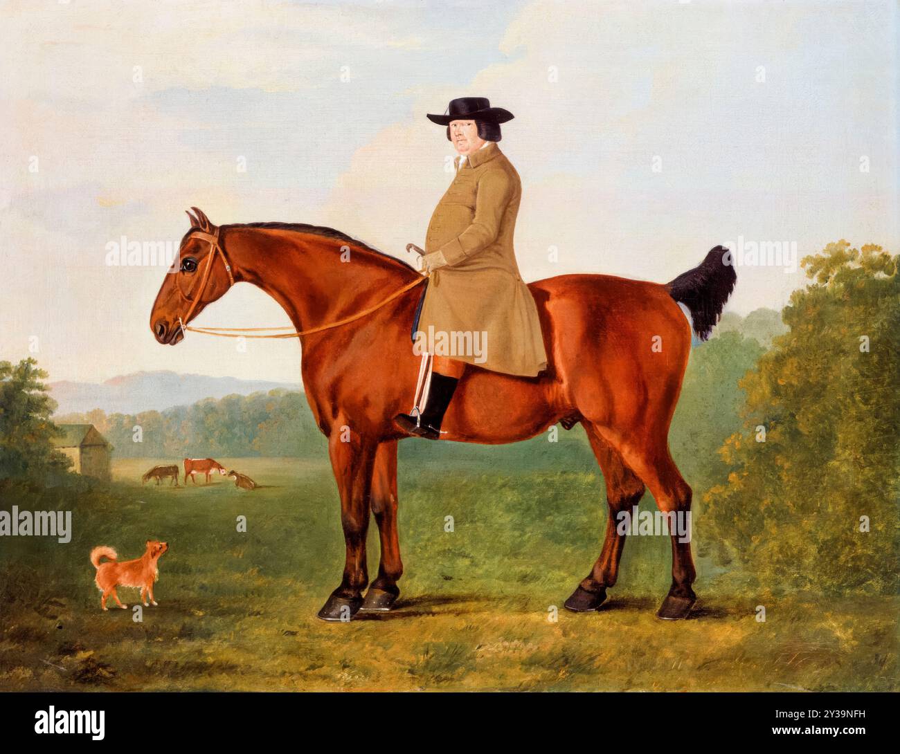 Robert Bakewell (1725-1795), agriculteur anglais et éleveur à cheval, portrait équestre à l'huile sur toile par John Boultbee, 1788-1790 Banque D'Images