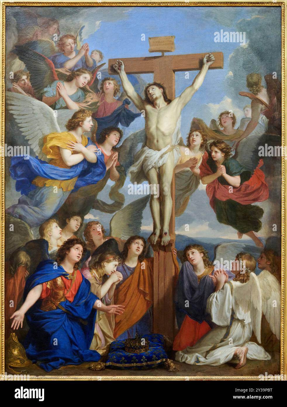 Le crucifix aux anges, vers 1660, Charles LE BRUN, Paris, 1619 - 1690, musée du Louvre, Paris, France Banque D'Images