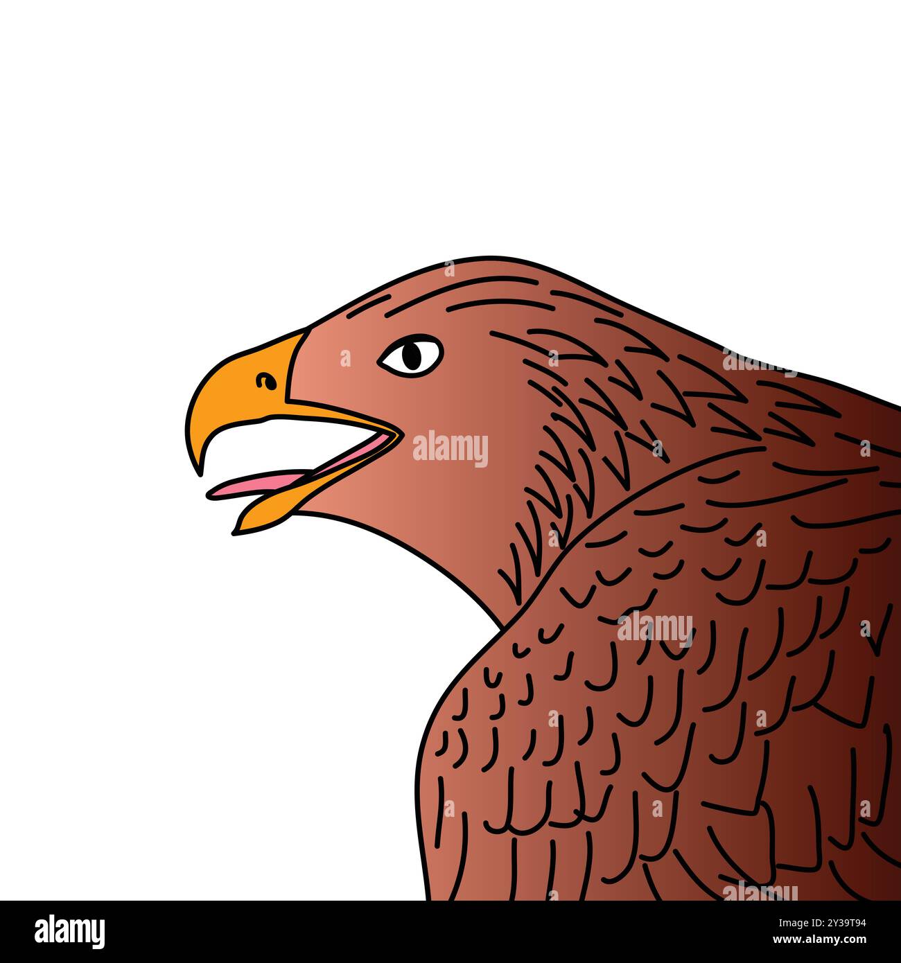 Golden Eagle illustration, vue de profil avec bec ouvert, isolé sur fond blanc Illustration de Vecteur