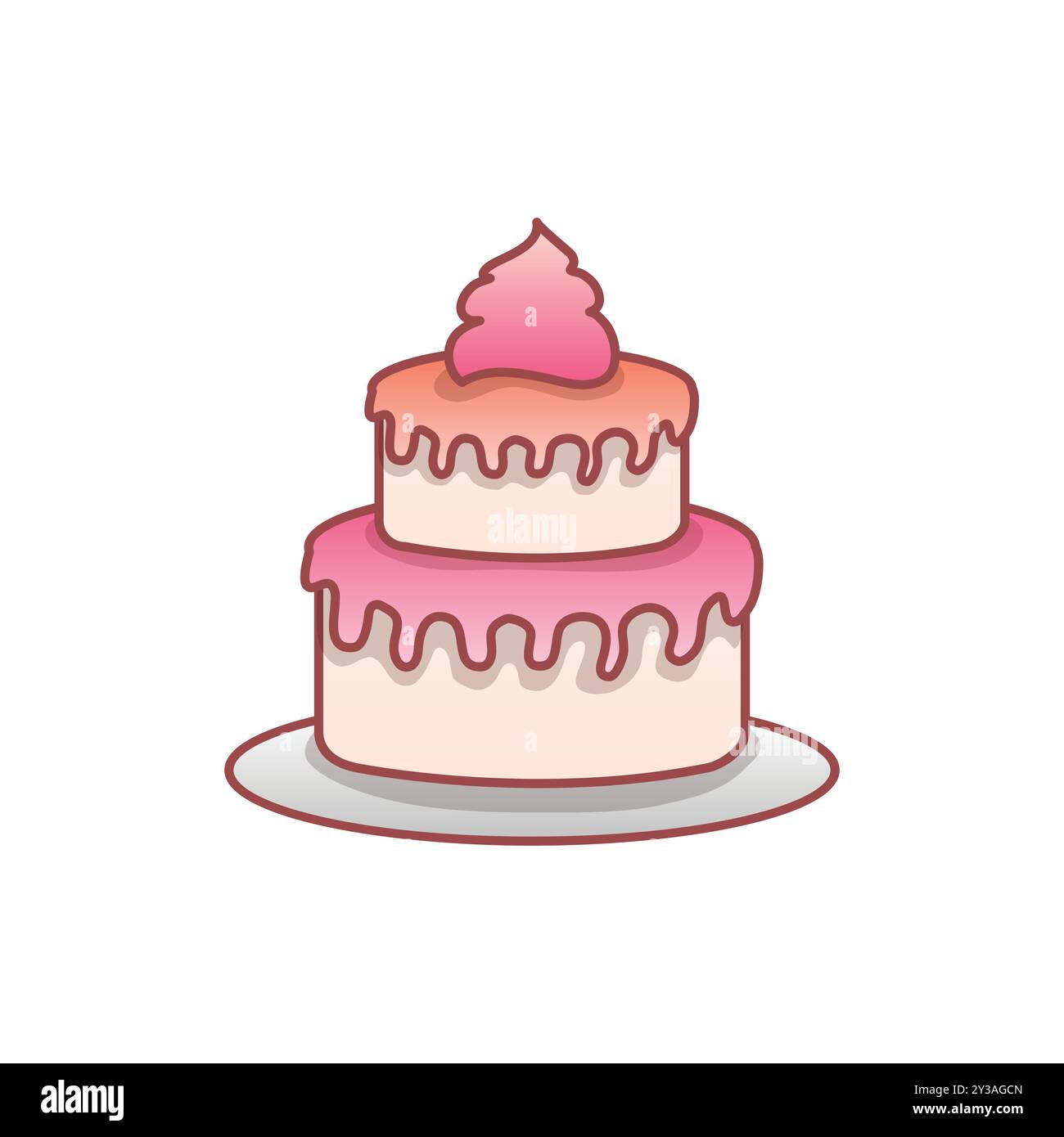 Illustration vectorielle de gâteau rose à deux niveaux Illustration de Vecteur