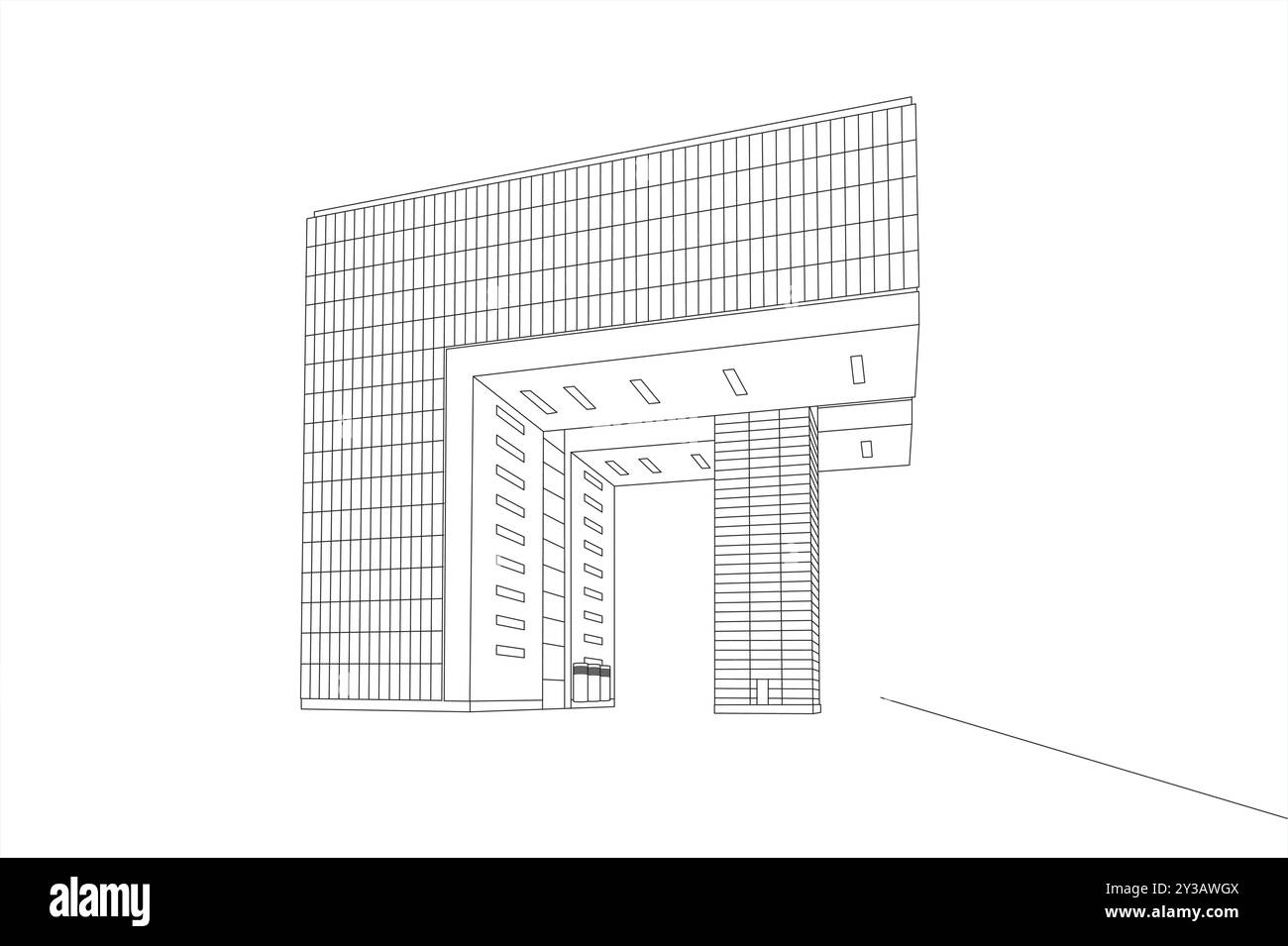 Grue bâtiment sud dans le Rheinauhafen sur le Rhin à Cologne, Allemagne. Illustration de ligne noir et blanc. Illustration de Vecteur