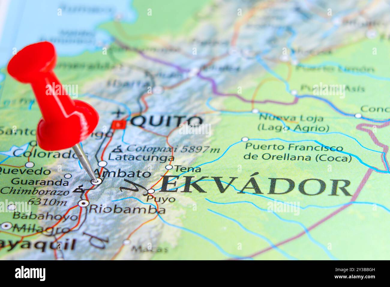 Ambato, Équateur PIN sur la carte Banque D'Images