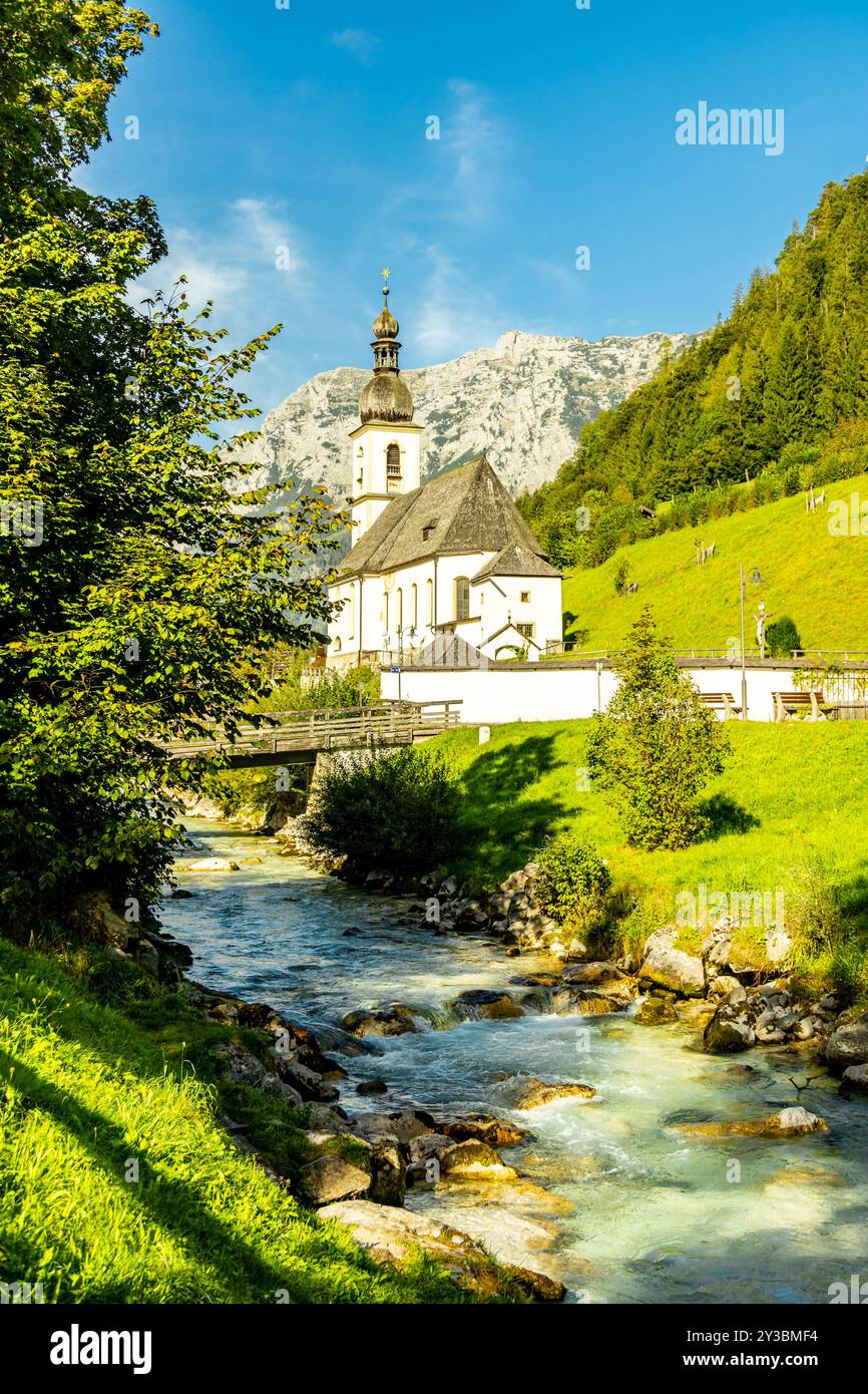 Une merveilleuse randonnée de fin d'été à travers le paysage alpin de Berchtesgaden jusqu'au glacier Blue Ice - Berchtesgaden - Bavière - Allemagne Banque D'Images