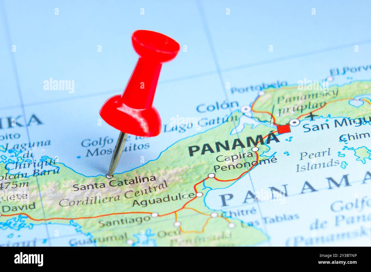 Santa Catalina, Panama PIN sur la carte Banque D'Images