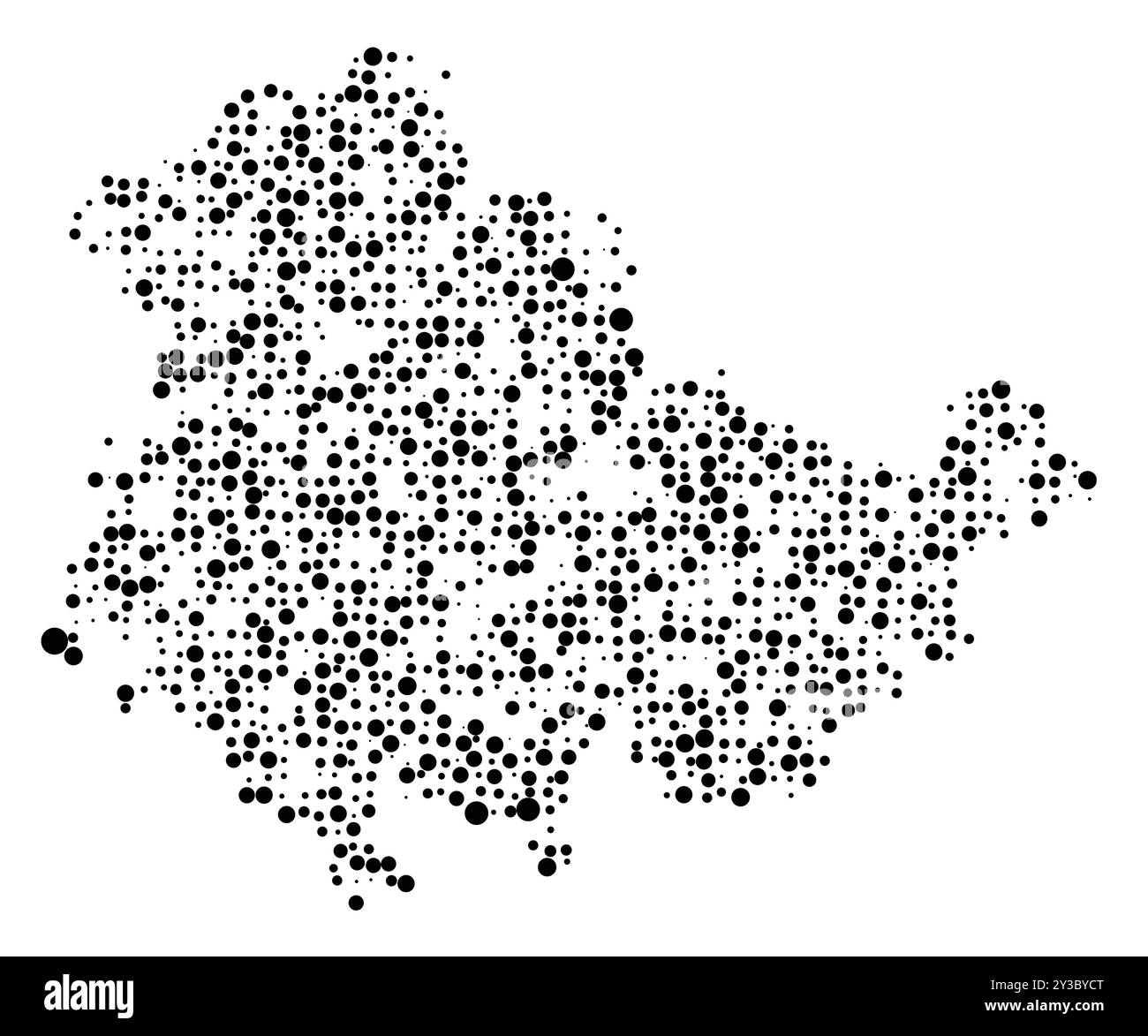 Carte des symboles du Bundesland Thueringen (Allemagne) montrant le Bundesland avec un motif de cercles noirs répartis aléatoirement de différentes tailles Illustration de Vecteur