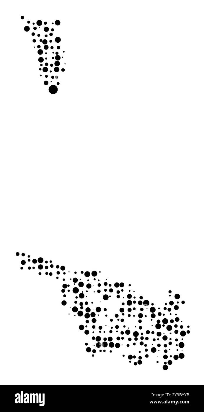 Symbole carte du Bundesland Brême (Allemagne) montrant le Bundesland avec un motif de cercles noirs répartis aléatoirement de différentes tailles Illustration de Vecteur