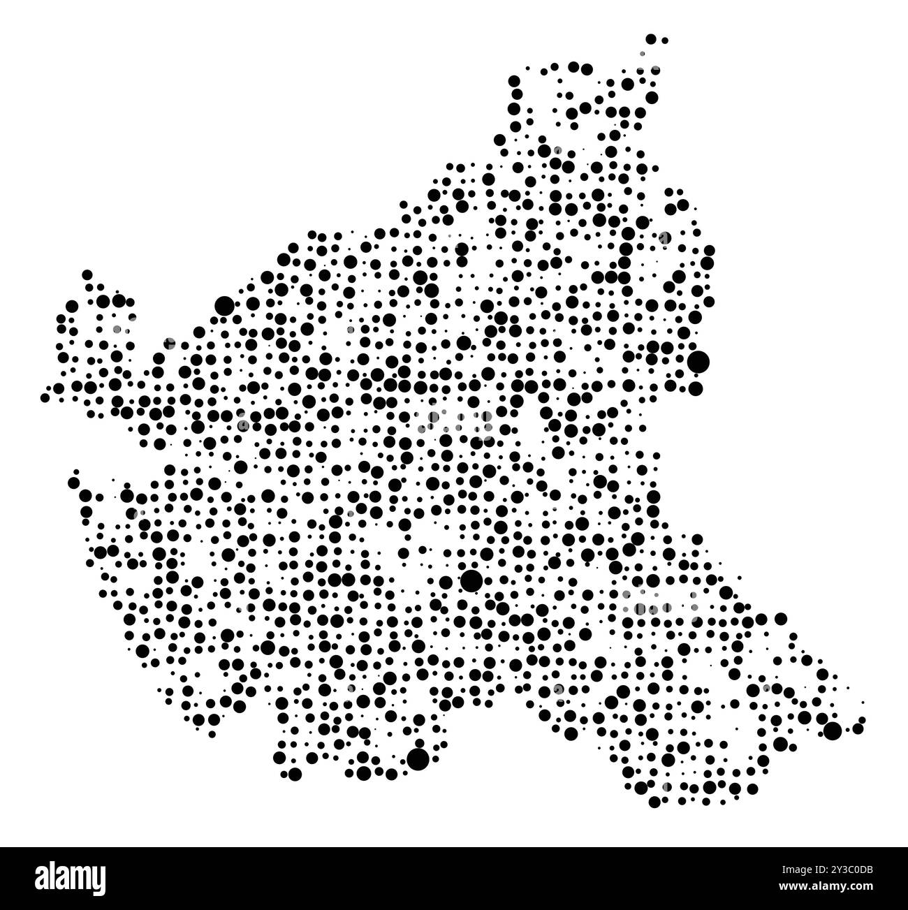 Symbole carte du Bundesland Hambourg (Allemagne) montrant le Bundesland avec un motif de cercles noirs répartis aléatoirement de différentes tailles Illustration de Vecteur