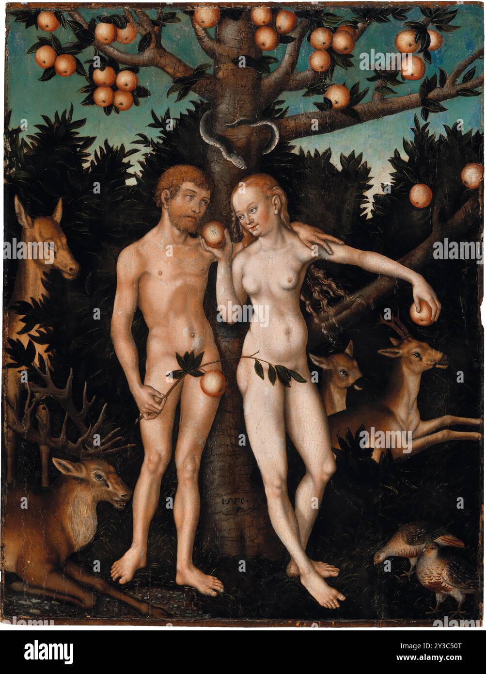 Adam et Eve au Paradis, 1550. Collection privée. Banque D'Images