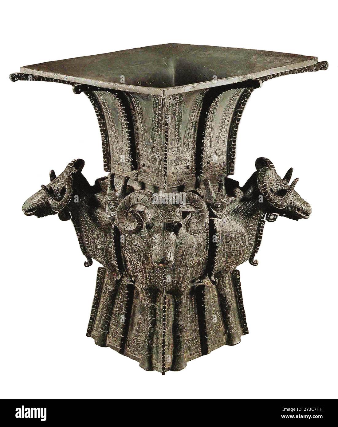 Le Zun carré de quatre chèvres, XIe-Xe siècle av. J.-C.. Trouvé dans la Collection du Musée du Palais, Pékin. Banque D'Images
