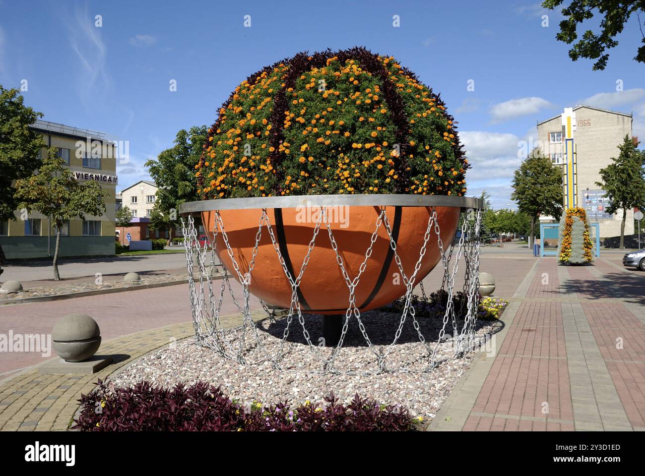 Sculpture florale basket, Ventspils, Lettonie, Europe Banque D'Images