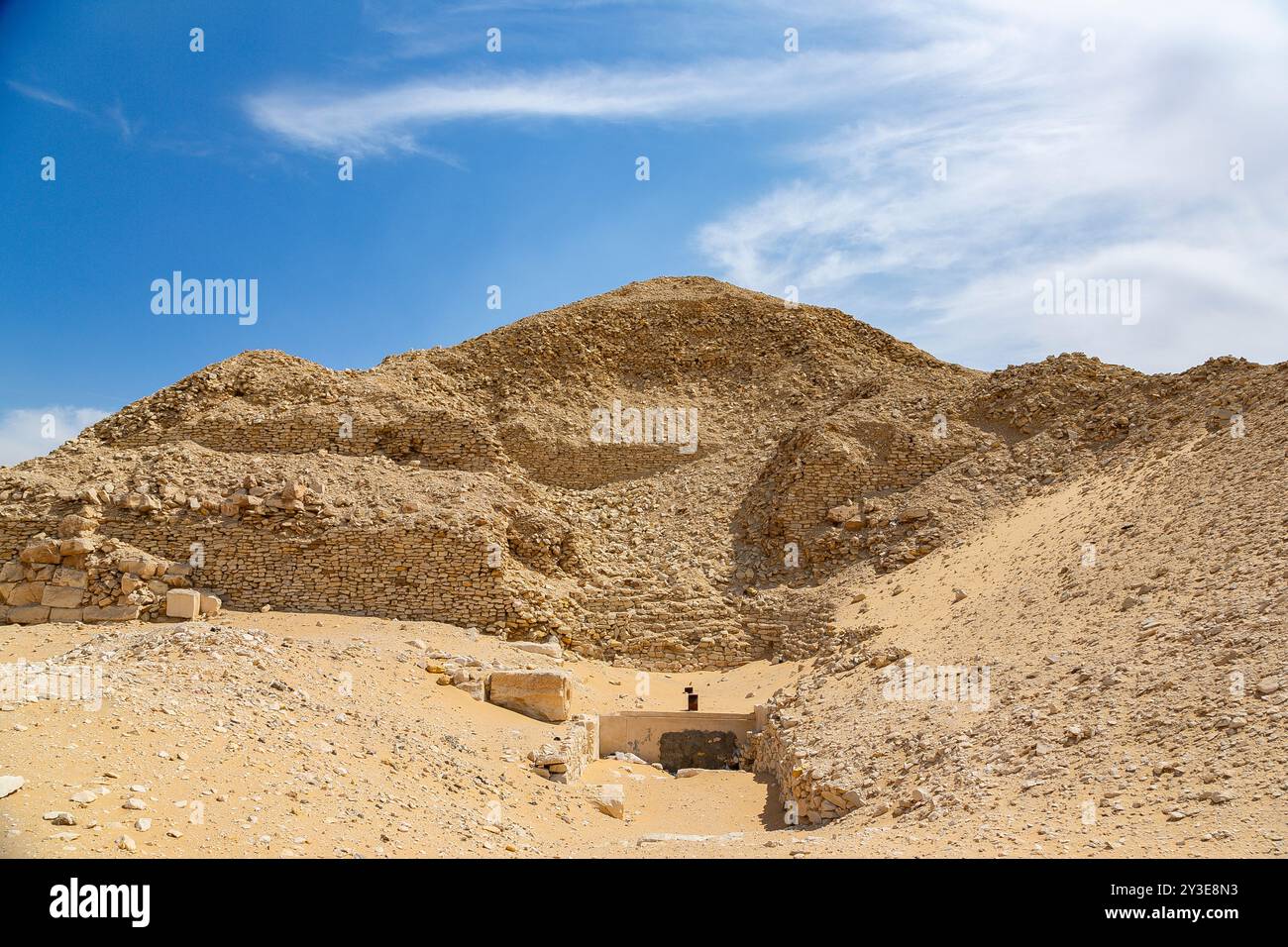 Égypte, Saqqara Sud, entrée de la pyramide du roi Pepi II. Banque D'Images