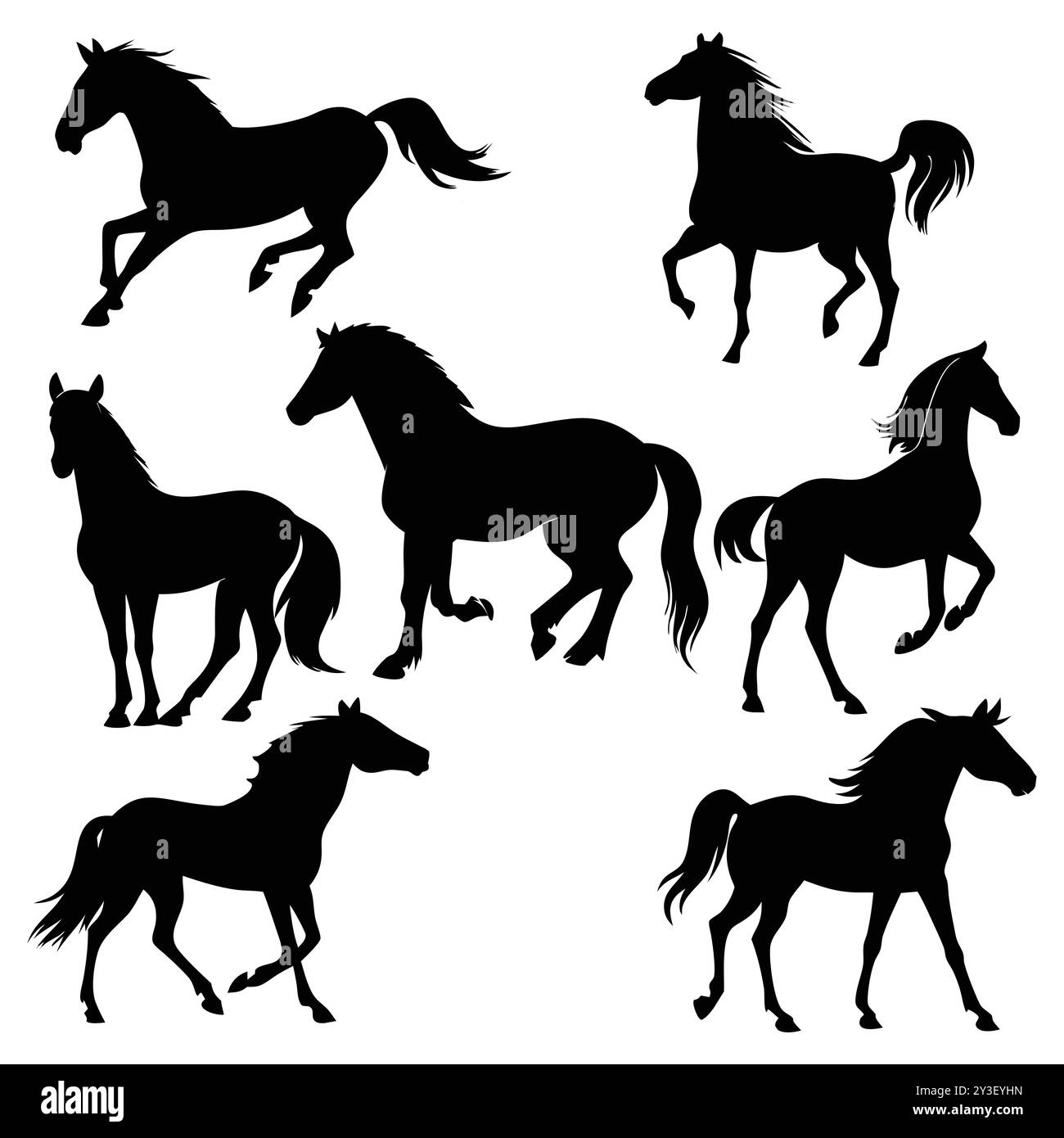 Horse silhouettes Collection Vector Art. Illustration de Vecteur