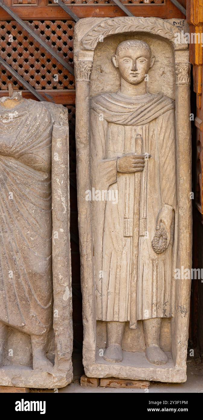 Égypte, Vieux Caire, objets exposés au Musée copte. Banque D'Images