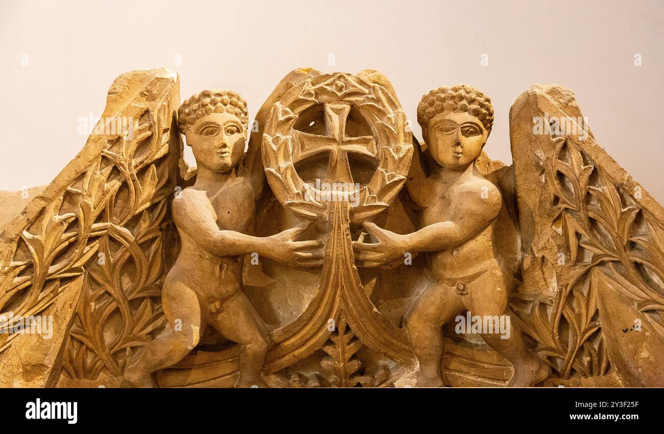 Égypte, Vieux Caire, objets exposés au Musée copte. Banque D'Images