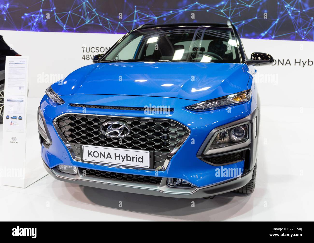 ATHÈNES, GRÈCE - 15 NOVEMBRE 2019 : Hyundai Kona Hybrid au salon Aftokinisi Anytime 2019. Banque D'Images