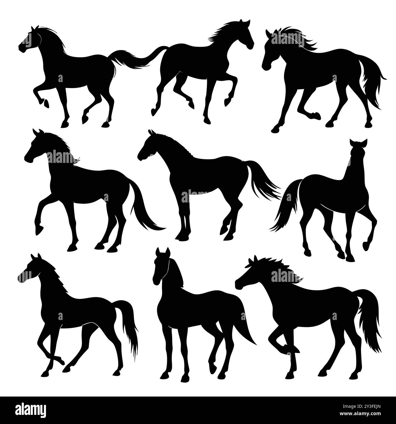 Horse silhouettes Collection Vector Art. Illustration de Vecteur