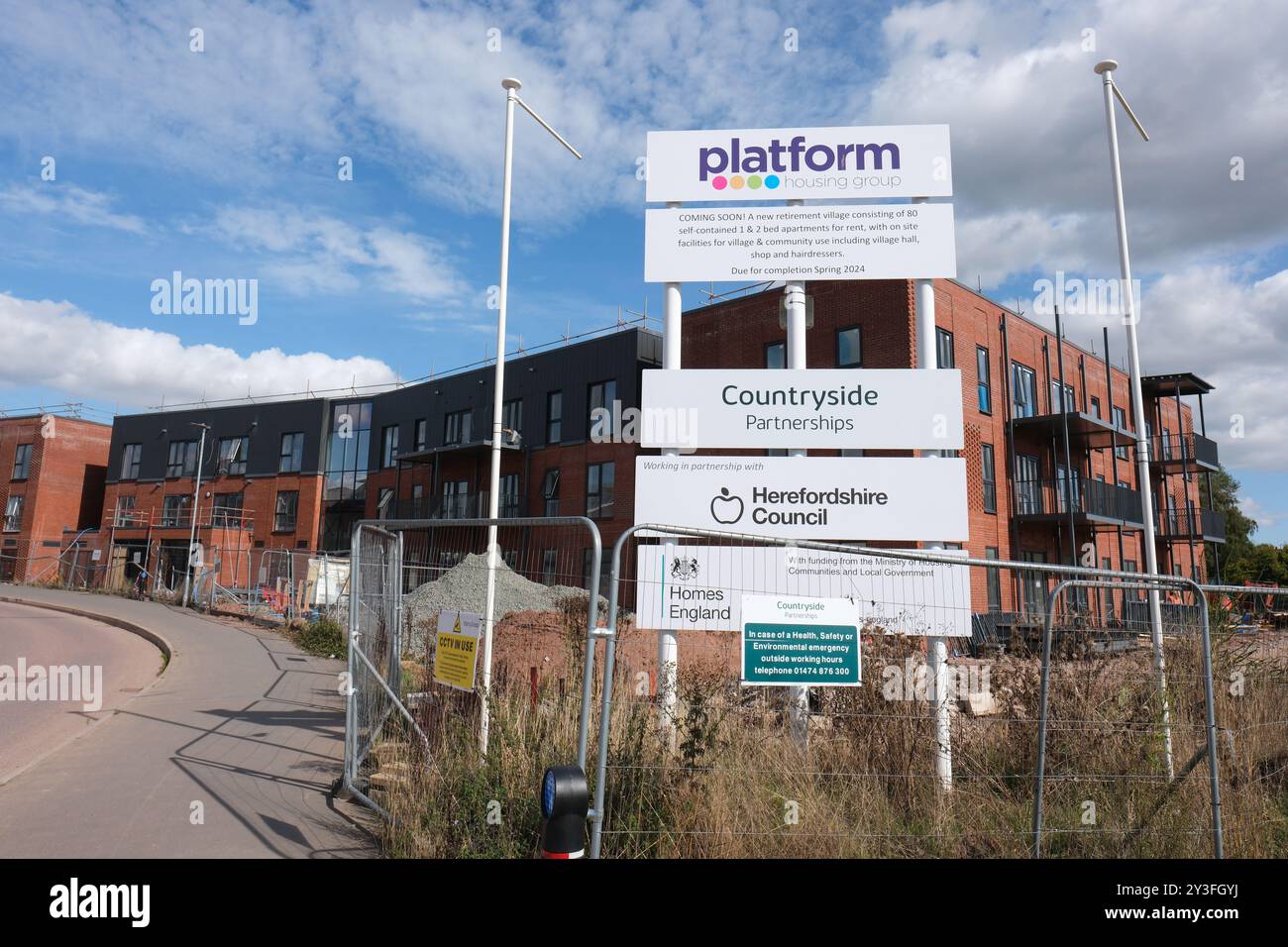 Hereford, Royaume-Uni construction d'un nouveau bloc de village de retraite avec 80 appartements par Platform Housing Group - photo septembre 2024 Banque D'Images