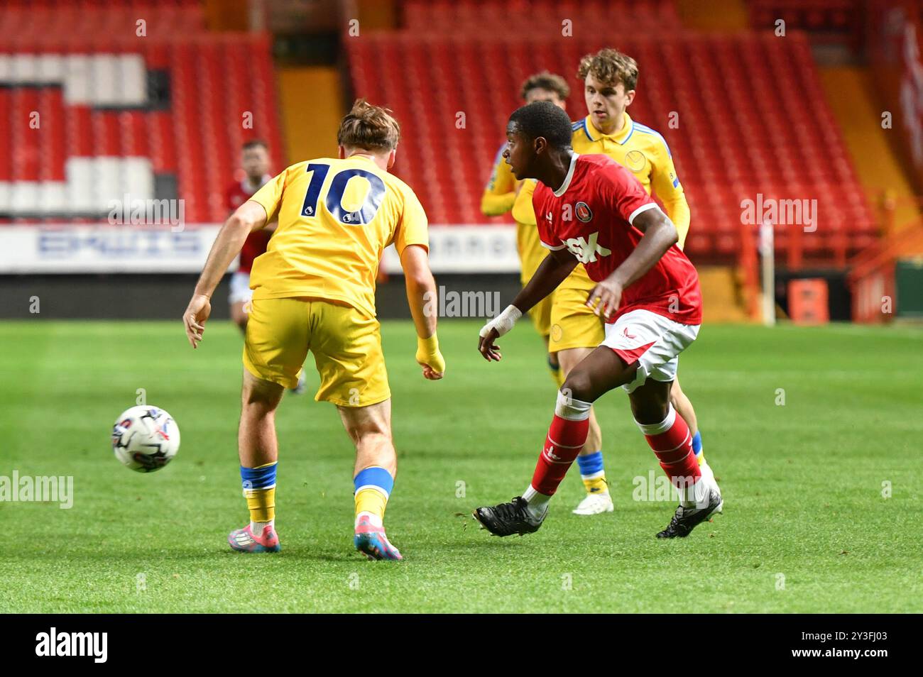 Londres, Angleterre. 13 septembre 2024. Alan Mwamba de Charlton Athletic U21 lors de la première League Cup U21 Group H match entre Charlton Athletic U21 et Leeds United U21 à The Valley, Londres. Kyle Andrews/Alamy Live News Banque D'Images