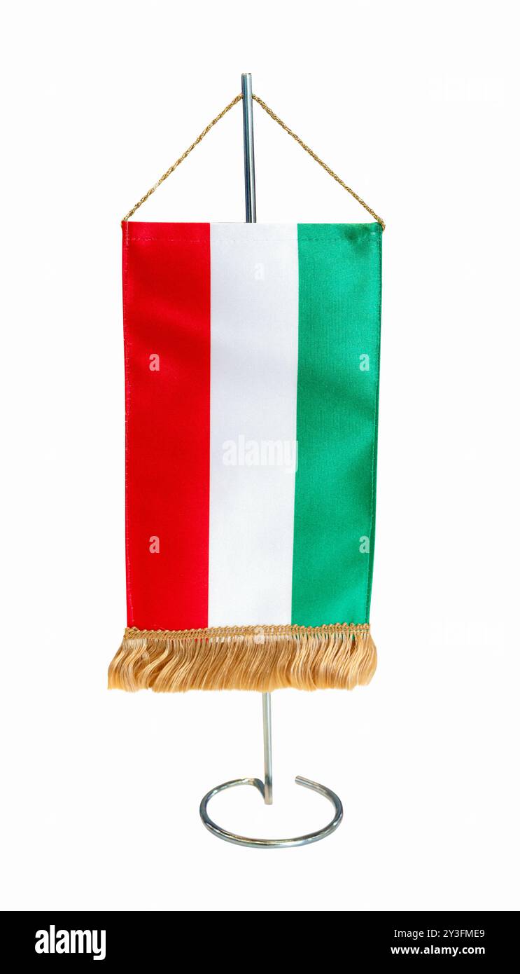 Drapeau de bureau vertical isolé de Hongrie. Banque D'Images