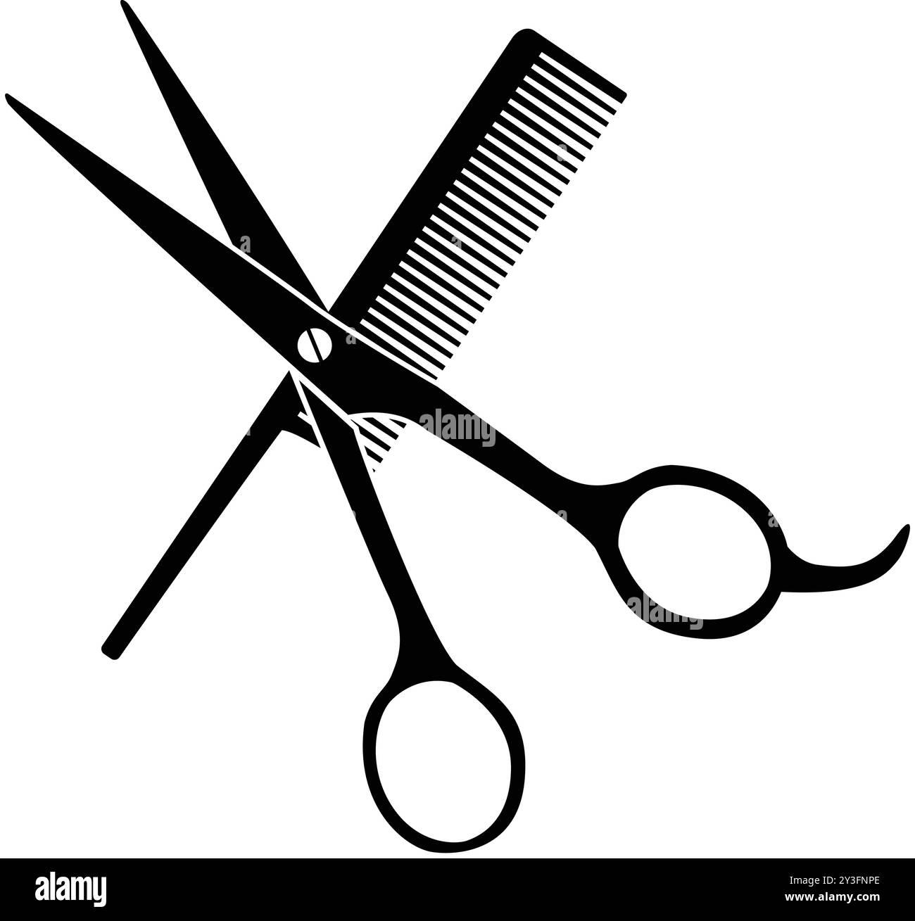 Ciseaux avec signe de peigne, ciseaux avec peigne, symbole de salon, logo de brosse à cheveux de ciseaux, symboles de Barbershop, logo salon Illustration de Vecteur