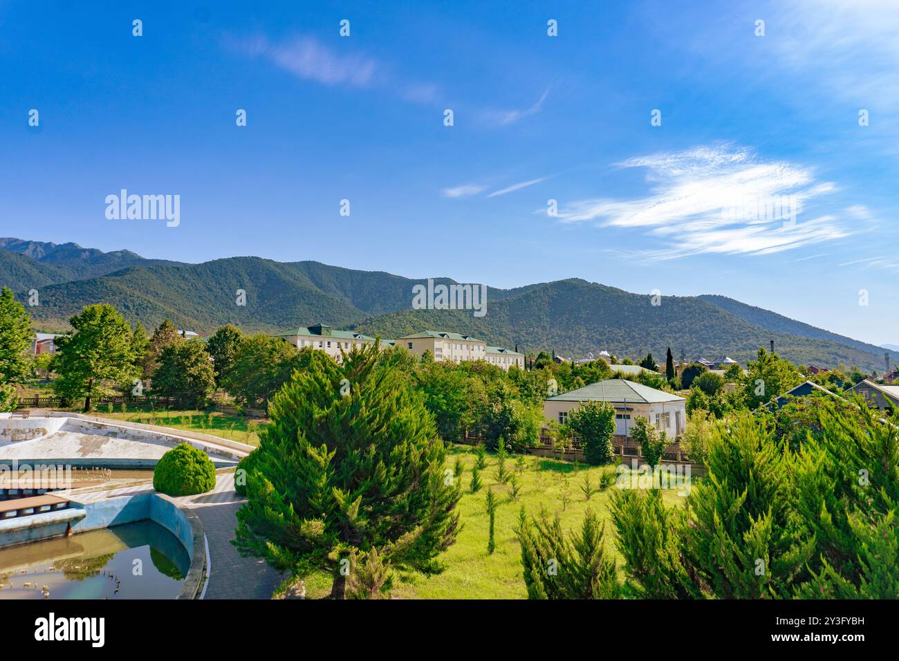Moment enchanteur du matin. Oguz, Azerbaïdjan. Banque D'Images