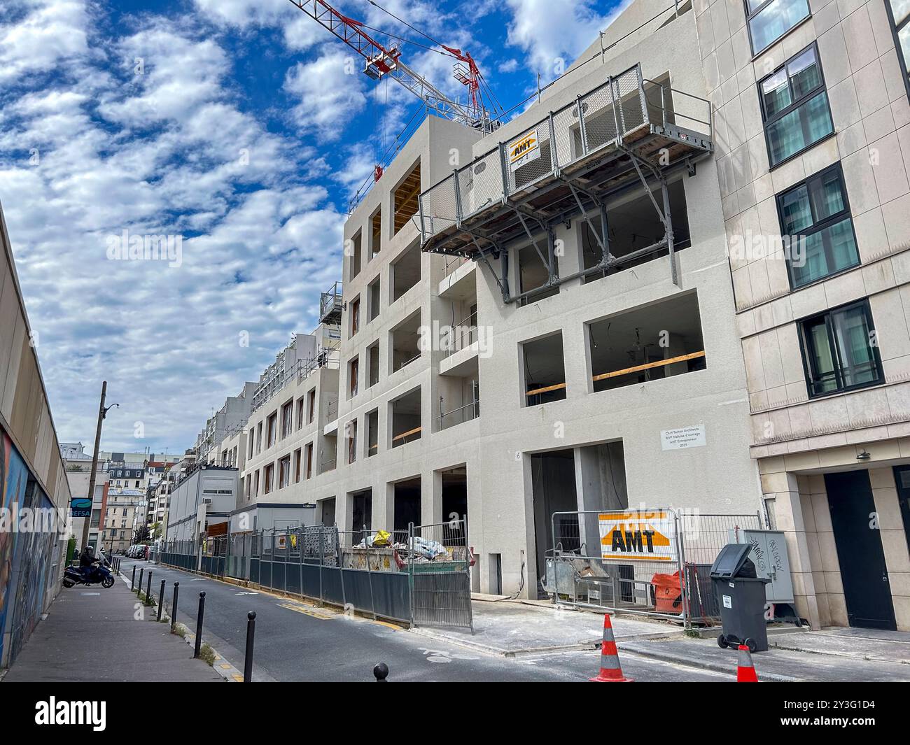 Paris, France, chantier de construction d'appartements, façade de bâtiment Banque D'Images