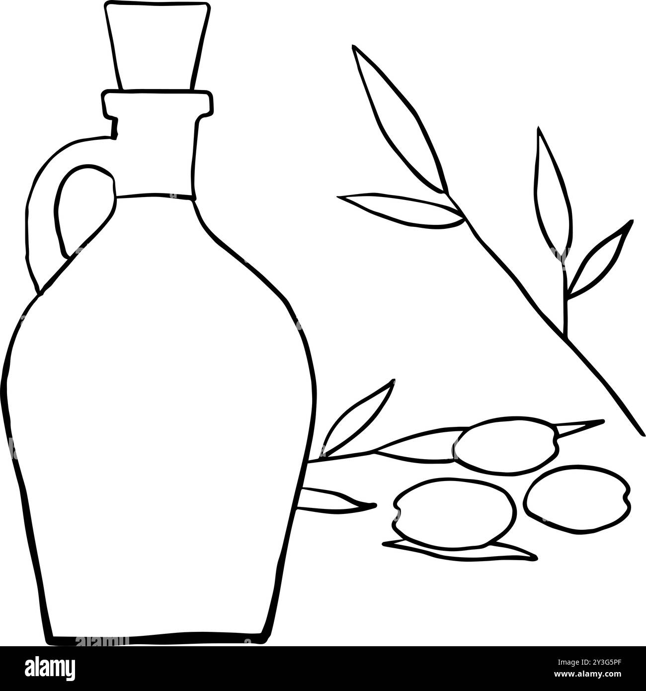 Huile d'olive et olives illustration, olives et feuilles Illustration de Vecteur