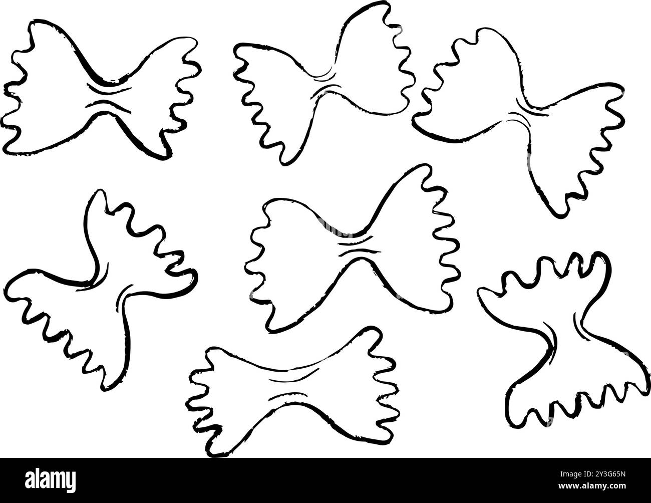 illustration dessinée à la main de pâtes farfalle, doodles de pâtes Illustration de Vecteur