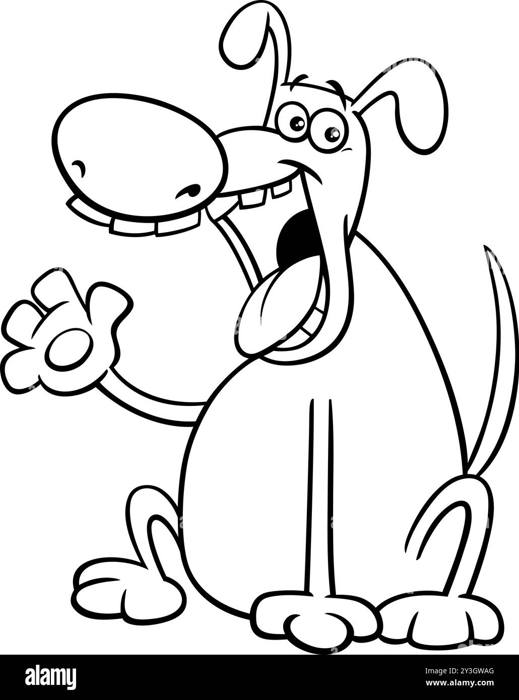 Illustration de dessin animé de drôle de chien comique animal page à colorier Illustration de Vecteur