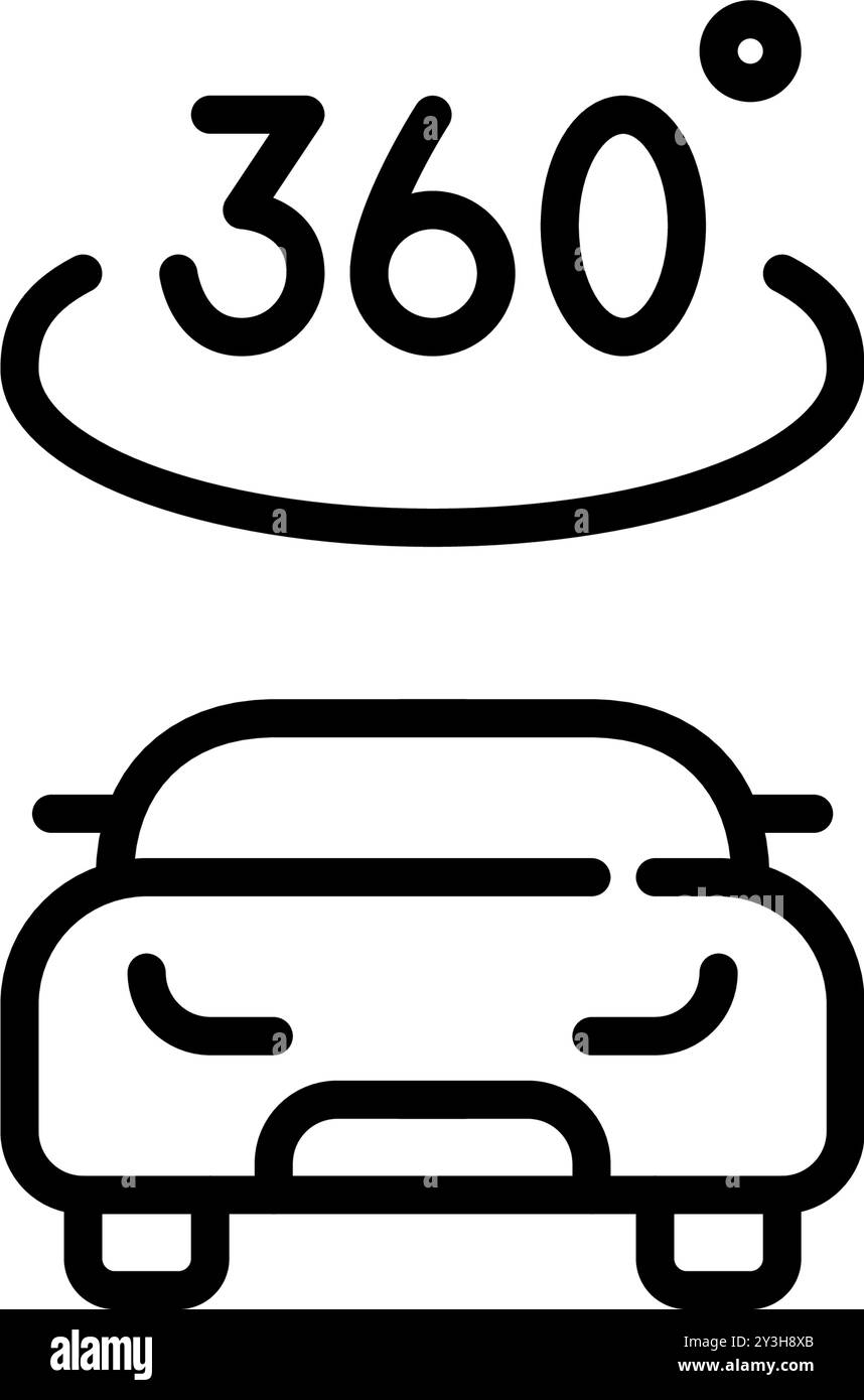 Voiture avec caméra de vision autour. Pixel Perfect, icône de vecteur de contour modifiable Illustration de Vecteur