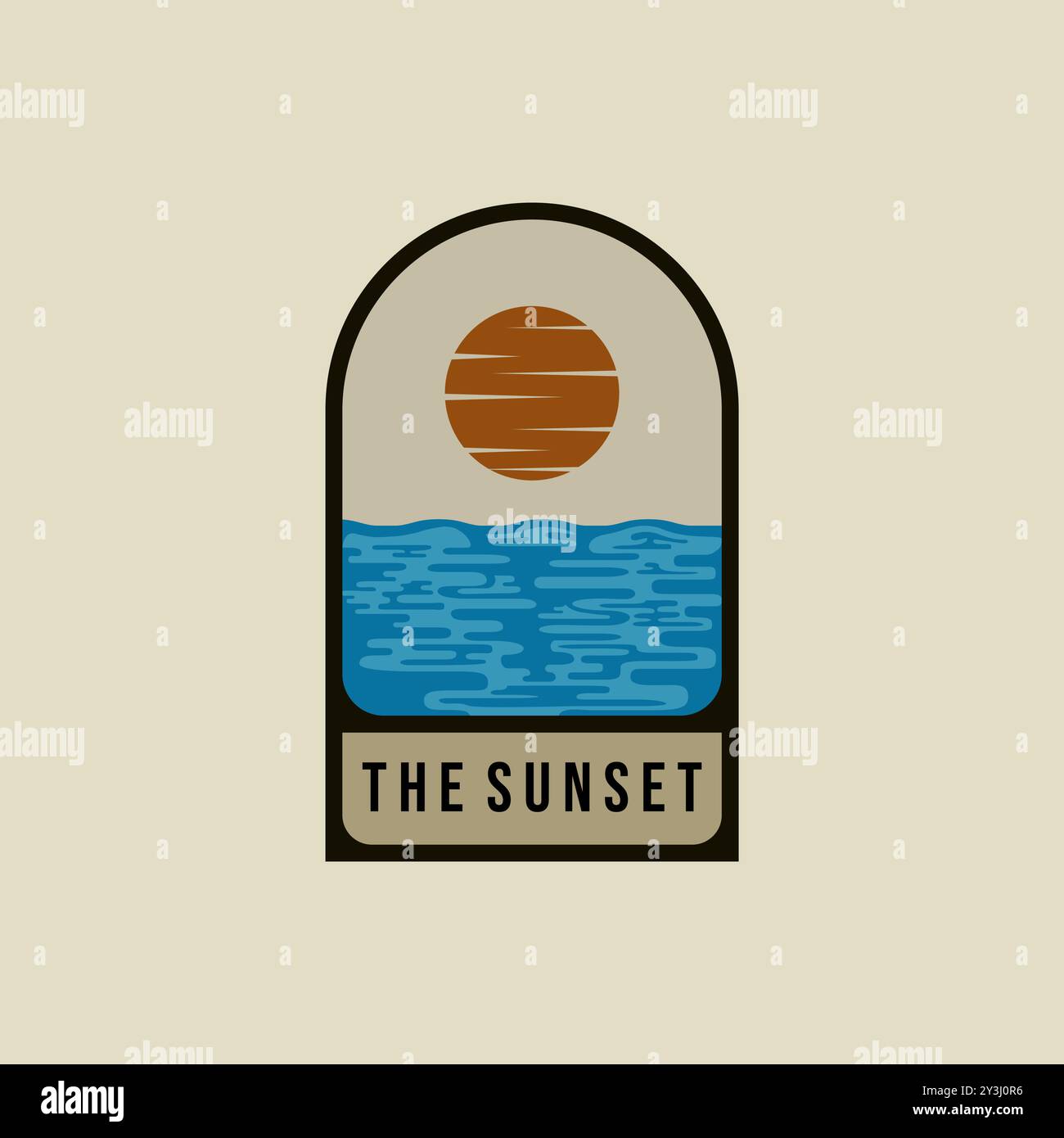 Sunset logo Vector illustration Design. Logo Sunrise Vintage. Sunset on the Beach Creative logo concept inspiration Illustration de Vecteur