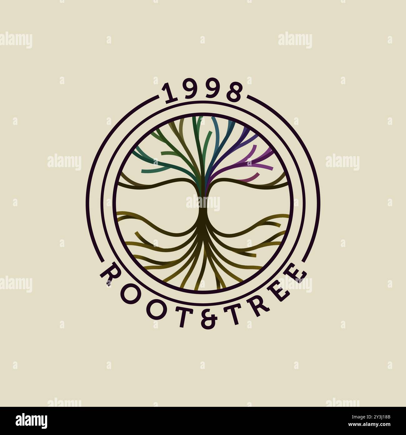 Conception vectorielle de logo créatif de racine et d'arbre. Line Tree logo isolé sur fond blanc Illustration de Vecteur