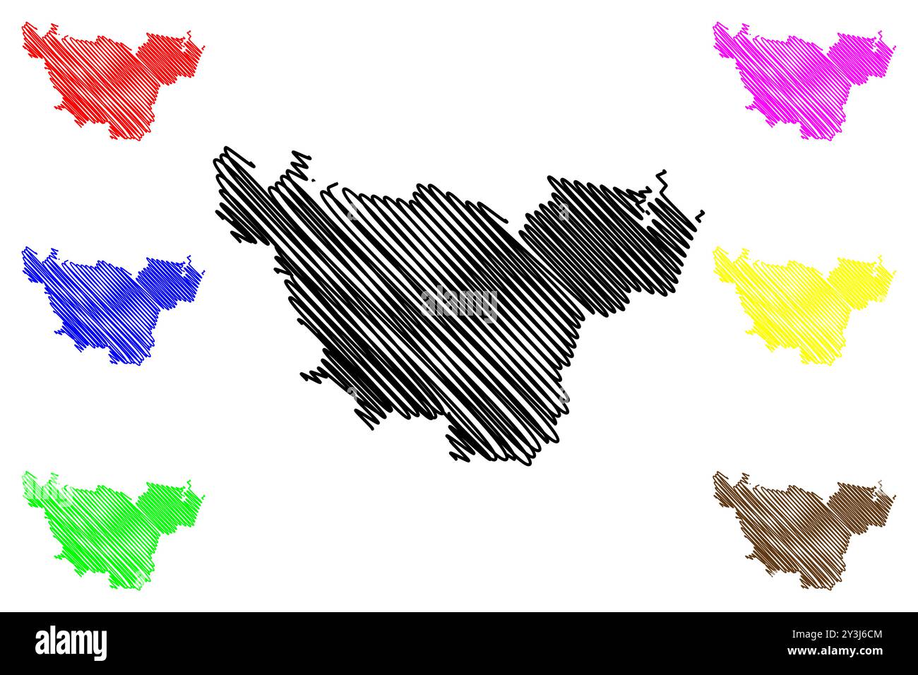 Gympie Region (Commonwealth of Australia, Queensland State) illustration vectorielle, croquis griffonnant carte Gympie Illustration de Vecteur