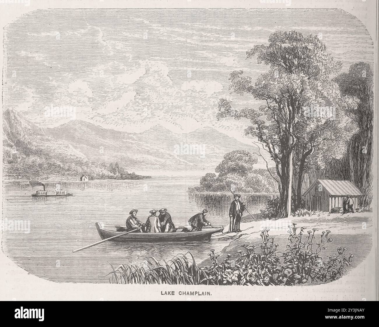 LAC CHAMPLAIN image prise de la page 40 des «errances dans chaque climat; ou, voyages, voyages, et aventures dans le monde entier ... Une suite à "la Terre délimitée avec un stylo et un crayon" ... Avec ... illustrations, etc' Banque D'Images