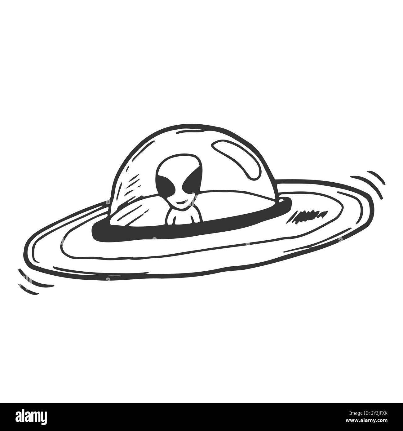 Illustration vectorielle.Silhouette de jouet OVNI vaisseau spatial.Vaisseau spatial extraterrestre.Objet volant inconnu futuriste. Illustration de Vecteur