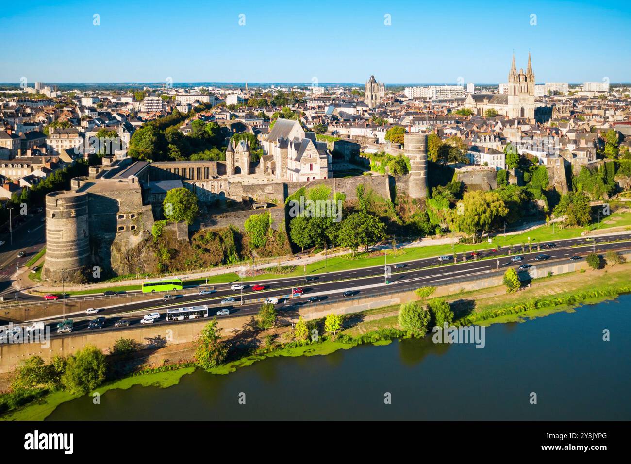 Chateau Angers est un château à Angers city dans la vallée de la Loire, l'ouest en France Banque D'Images