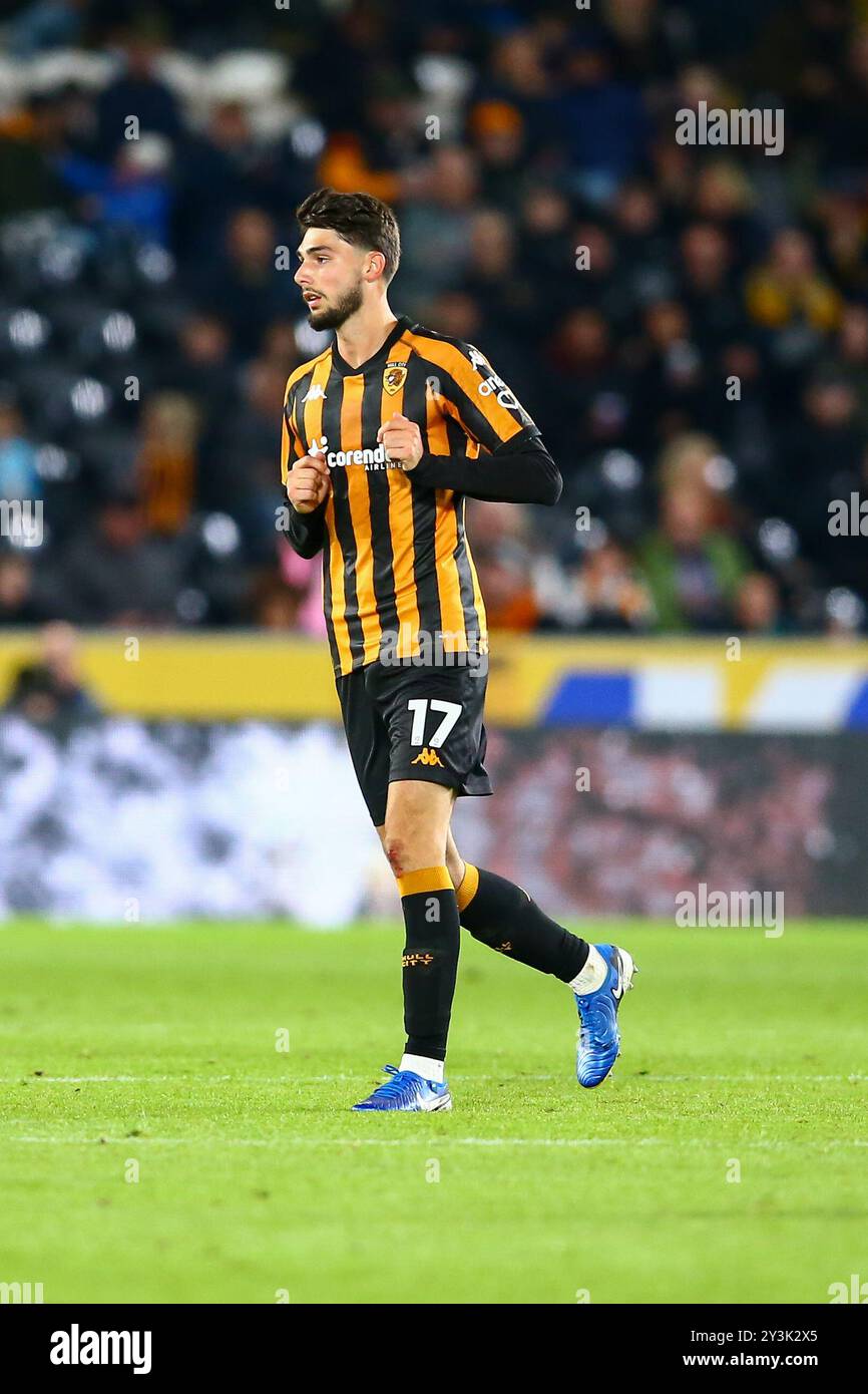 MKM Stadium, Hull, Angleterre - 14 septembre 2024 Finley Burns (17) de Hull City - pendant le match Hull City v Sheffield United, EFL Championship, 2024/25, MKM Stadium, Hull, Angleterre - 13 septembre 2024 crédit : Arthur Haigh/WhiteRosePhotos/Alamy Live News Banque D'Images