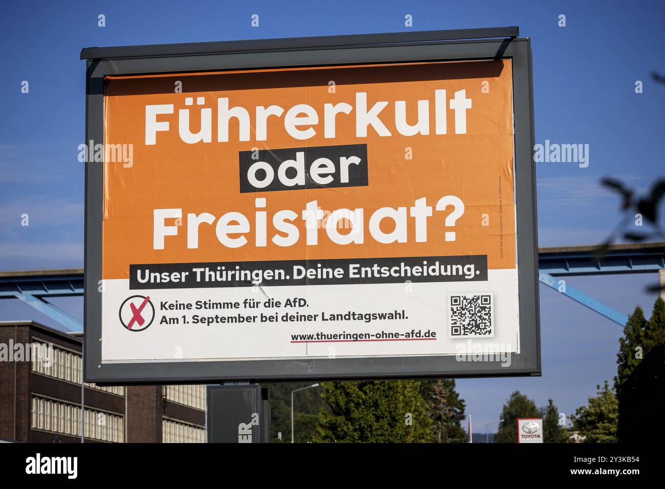 Élection d'État en Thuringe. Campagne contre le parti populiste de droite AFD. Chef culte ou état libre ? Suhl, Thuringe, Allemagne, Europe Banque D'Images