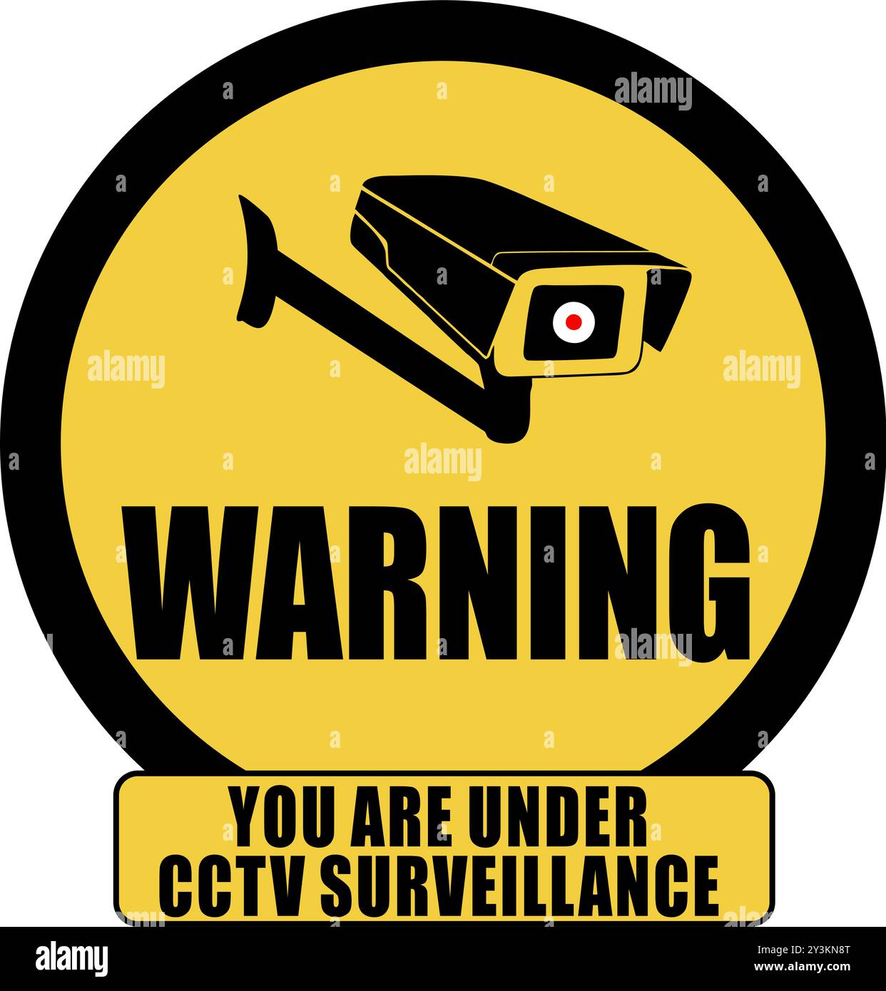 Vous êtes sous la forme ronde du panneau d'avertissement de surveillance CCTV Illustration de Vecteur