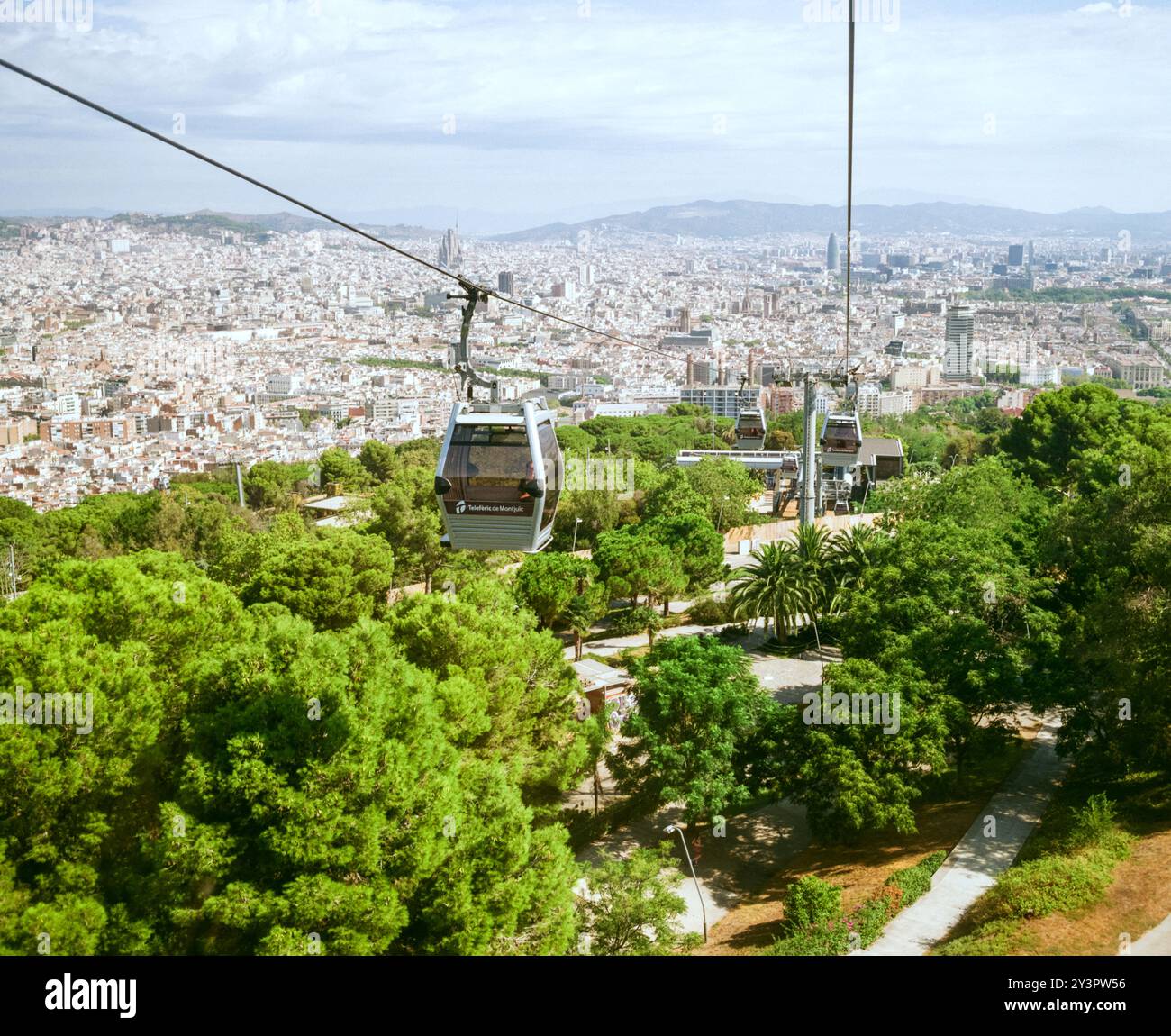 Téléphérique de Montjuic, téléphérique de Barcelone, Barcelone, Catalogne, Espagne. Banque D'Images