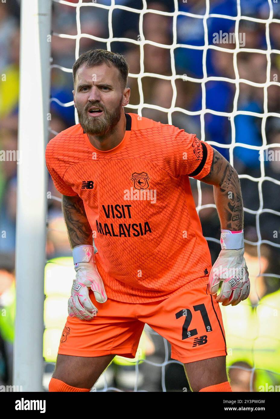 Jak ALNWICK (gardien de but de Cardiff City) pendant le match du Sky Bet Championship Derby County vs Cardiff City au Pride Park Stadium, Derby, Royaume-Uni, 14 septembre 2024 (photo par Mark Dunn/News images) in, le 14/9/2024. (Photo de Mark Dunn/News images/SIPA USA) crédit : SIPA USA/Alamy Live News Banque D'Images