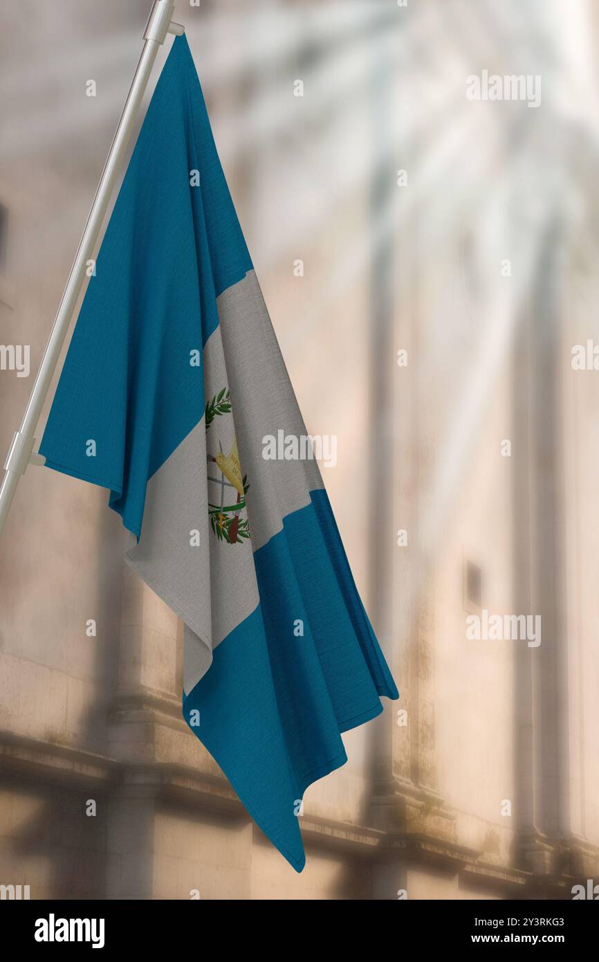 Drapeau national du Guatemala. Rendu 3D. Banque D'Images