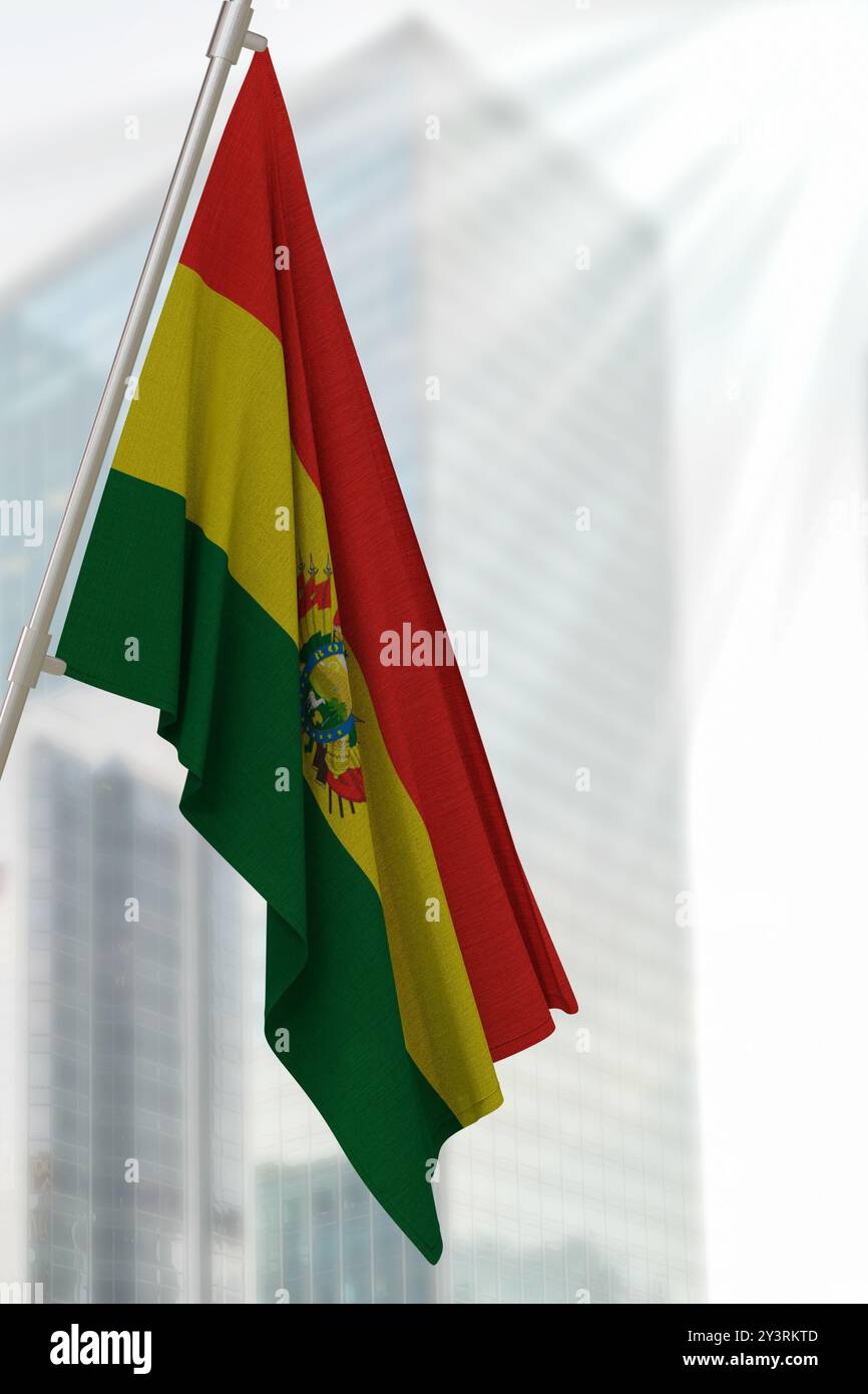 Drapeau national de la Bolivie. Rendu 3D. Banque D'Images