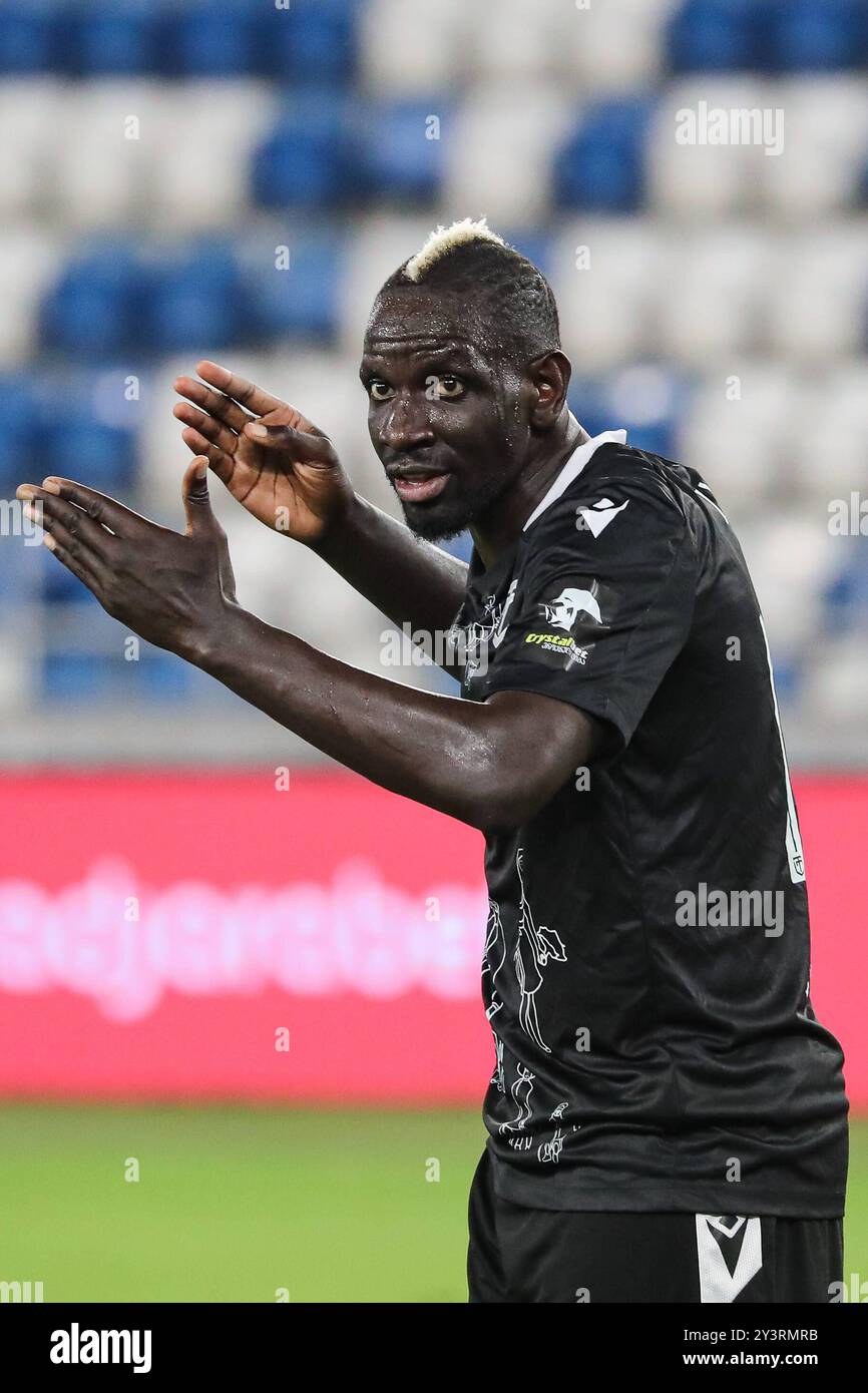 Mamadou Sakho du FC Torpedo Kutaisi lors du match de la ligue de football géorgienne 2024 entre le FC Dinamo Tbilissi et le FC Torpedo Kutaisi au Boris Paitchadze Dinamo Arena le 18 août 2024 à Tbilissi, Géorgie. Tbilissi Dinamo Arena nommé d'après Boris Paichadze, Akaki Tsereteli Avenue, Didube, Tbilissi, 0154, Géorgie Géorgie Copyright : xArturxStabulnieksx 653469 Banque D'Images